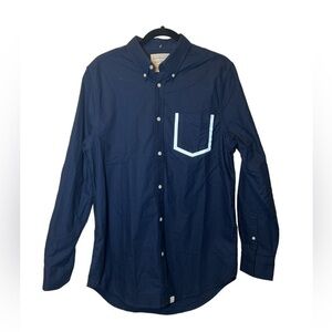 Nick Wooster Men Sz M Pocket Navy Button Down Long Sleeve Cotton NWOT Reflective